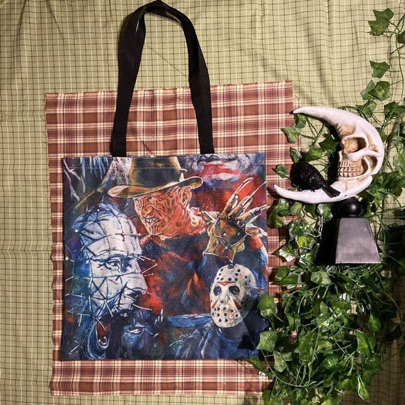 Goth horror eco friendly canvas tote bag - Picture 1 of 4